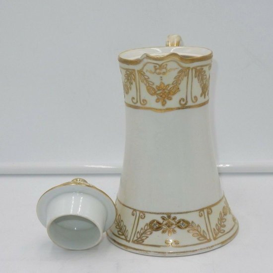 オールドノリタケ　アンティーク　1910年製　"M" コーヒーポット　金色　陶器