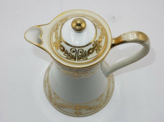 オールドノリタケ　アンティーク　1910年製　"M" コーヒーポット　金色　陶器