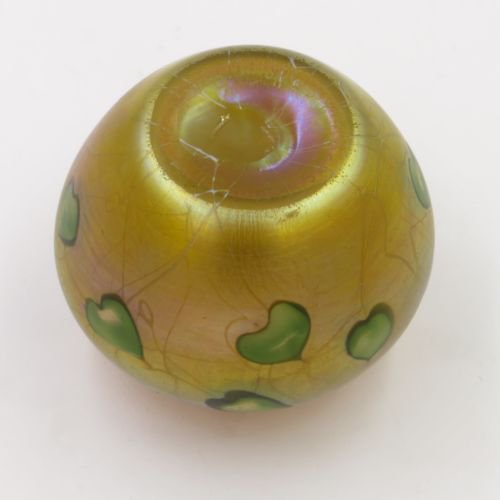 希少！ルイス・カムフォート・ティファニー（Louis Comfort Tiffany）花瓶 ファブリル ハート/葉　7.6ｃｍ