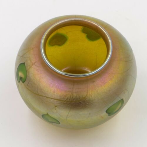希少！ルイス・カムフォート・ティファニー（Louis Comfort Tiffany）花瓶 ファブリル ハート/葉　7.6ｃｍ