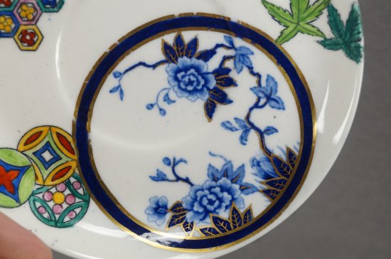 ロイヤルウースター　B315　コバルト＆マルチカラー　色彩の美しいコーヒーカップ＆ソーサー　1878年製