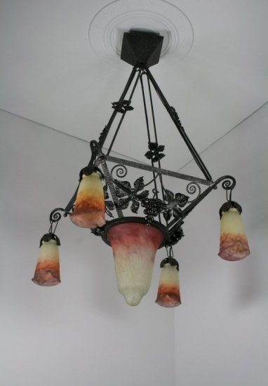 ミューラー兄弟　アールヌーボー ５燈シャンデリア