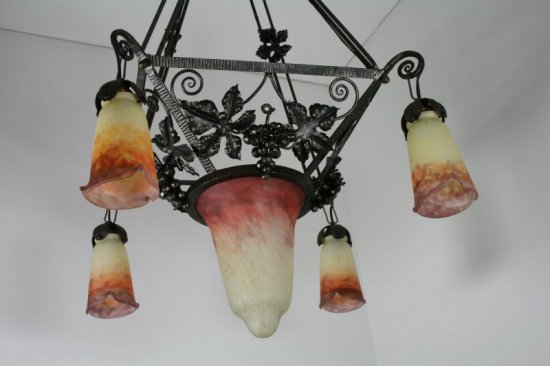 ミューラー兄弟　アールヌーボー ５燈シャンデリア