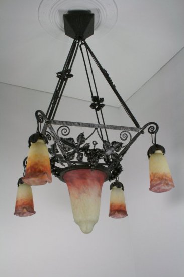 ミューラー兄弟　アールヌーボー ５燈シャンデリア