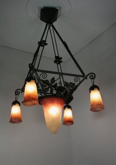 ミューラー兄弟　アールヌーボー ５燈シャンデリア