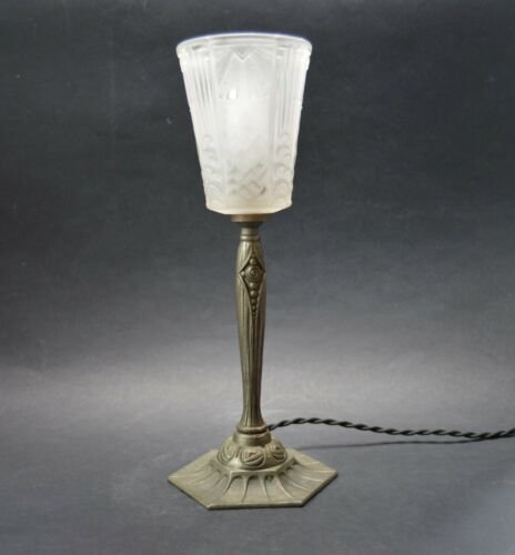 ミューラー兄弟　幾何学文様のアールヌーボーテーブルランプ