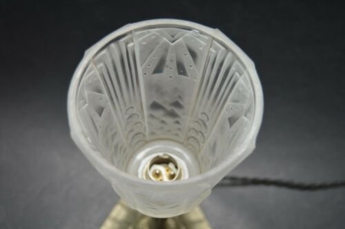 ミューラー兄弟　幾何学文様のアールヌーボーテーブルランプ