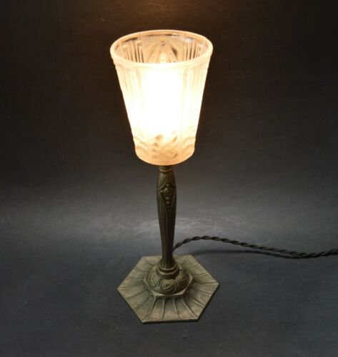 ミューラー兄弟　幾何学文様のアールヌーボーテーブルランプ