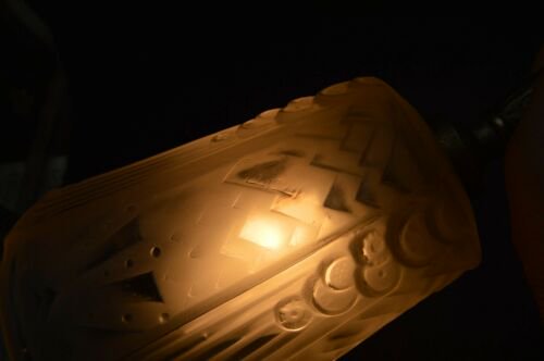 ミューラー兄弟　幾何学文様のアールヌーボーテーブルランプ