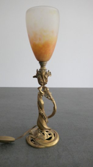 ドーム兄弟　テーブルランプ　アールデコ/アールヌーボー　女性とヘビのデザイン