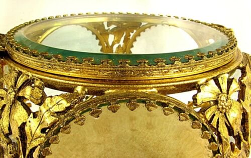 イタリア ジュエリーボックス 金メッキ 面取りガラス アンティーク 1940年代