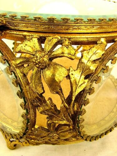 イタリア ジュエリーボックス 金メッキ 面取りガラス アンティーク 1940年代