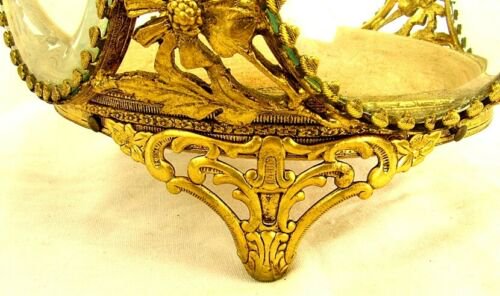 イタリア ジュエリーボックス 金メッキ 面取りガラス アンティーク 1940年代