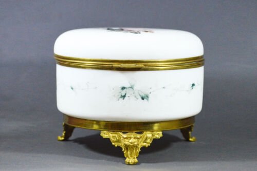 アンティーク 18cm フランス ジュエリーボックス サテンガラス ブロンズ