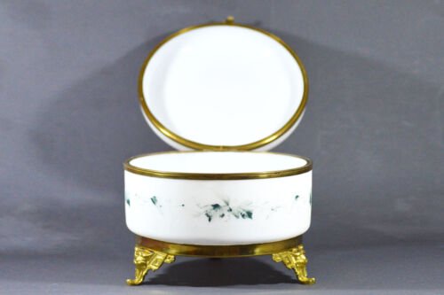 アンティーク 18cm フランス ジュエリーボックス サテンガラス ブロンズ
