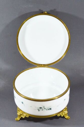 アンティーク 18cm フランス ジュエリーボックス サテンガラス ブロンズ