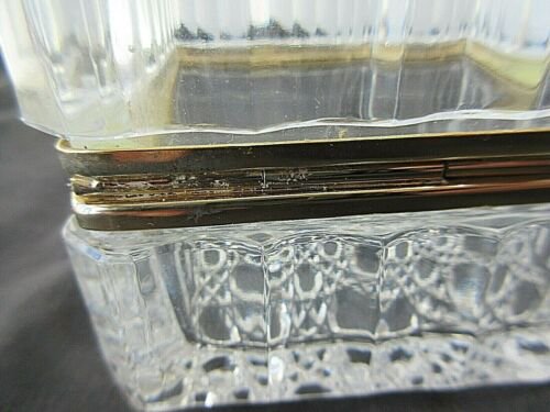 カットガラス　鉛　クリスタル　蝶つがい　正方形　トリンケットボックス　オルモル　キャスケット