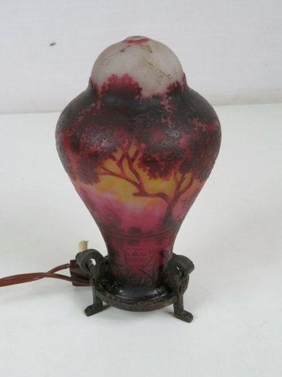 ドーム兄弟　アールヌーボー　ランプ　湖畔の景色　1910年製