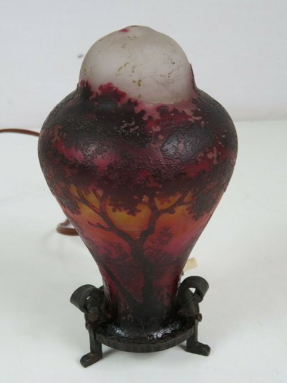 ドーム兄弟　アールヌーボー　ランプ　湖畔の景色　1910年製