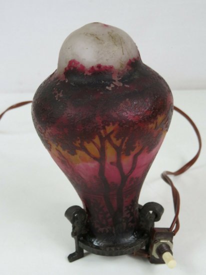 ドーム兄弟　アールヌーボー　ランプ　湖畔の景色　1910年製