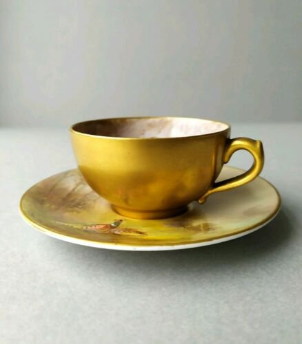 ロイヤルウースター キジ(雉)のキャビネットカップ＆ソーサー ジェームズ スティントン作by Jas. Stinton