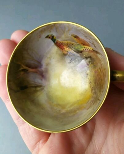 ロイヤルウースター キジ(雉)のキャビネットカップ＆ソーサー ジェームズ スティントン作by Jas. Stinton