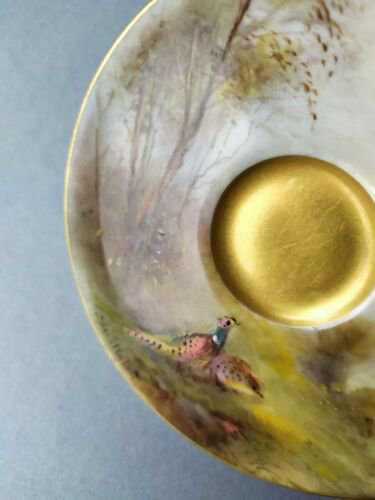 ロイヤルウースター キジ(雉)のキャビネットカップ＆ソーサー ジェームズ スティントン作by Jas. Stinton