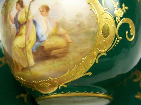 ロイヤルウィーン　カップ&ソーサー　ERINNERUNG(回想)　グリーン・ゴールド