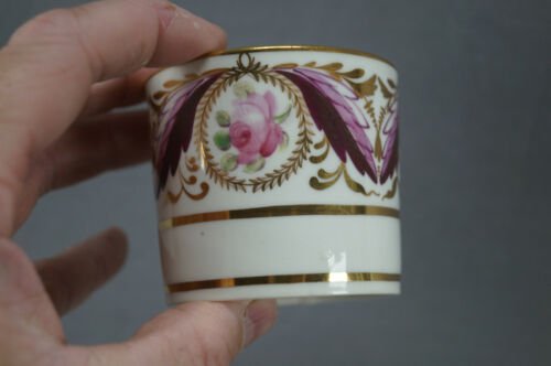 ミントン　791　ピンクローズ　ダークレッドリーフ　金彩　コーヒーカップ＆ソーサーセット　1812年頃