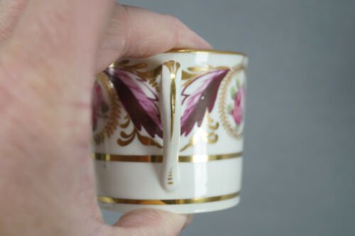 ミントン　791　ピンクローズ　ダークレッドリーフ　金彩　コーヒーカップ＆ソーサーセット　1812年頃