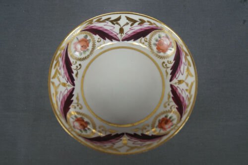 ミントン　791　ピンクローズ　ダークレッドリーフ　金彩　コーヒーカップ＆ソーサーセット　1812年頃