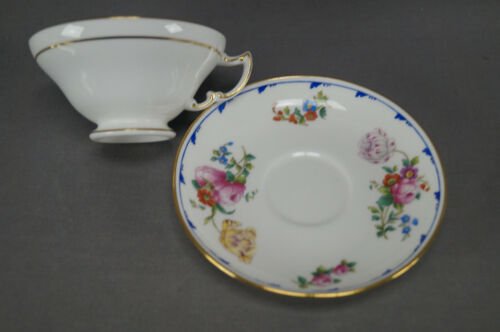 ミントン　ピンクローズ　ブルー＆ゴールド　ティーカップ＆ソーサーセット　1914年頃