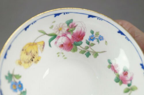 ミントン　ピンクローズ　ブルー＆ゴールド　ティーカップ＆ソーサーセット　1914年頃