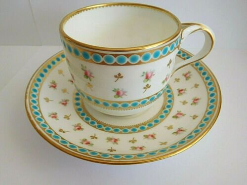 19世紀中ごろ　ミントン　ティーカップ＆ソーサーセット　ピンクローズ