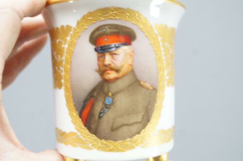 KPMベルリン　手描き　第二次世界大戦　フォン・ヒンデンブルク　肖像画　ゴールドリーフ　カップ＆ソーサー