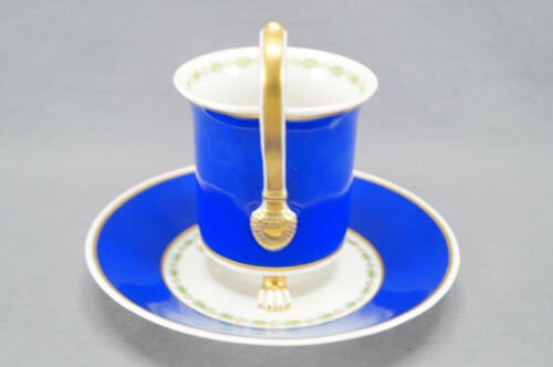 KPMベルリン　第一次世界大戦期　ブランデンブルク門　ツェッペリン型飛行船　コバルトブルー　カップ＆ソーサーセット