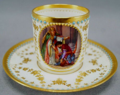 ロイヤル・ヴィエナ　手描き　オペラ『タンホイザー』　ゴールド＆エナメル　カップ＆ソーサー