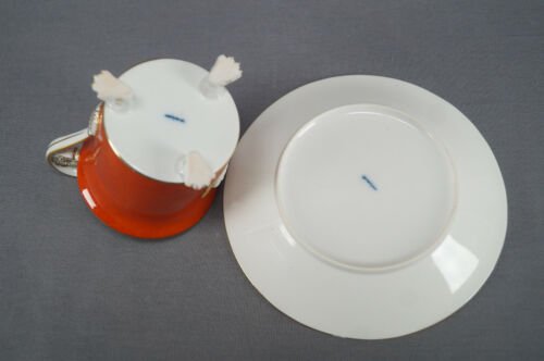 KPMベルリン　朱色　脚付き　ポール・フォン・ヒンデンブルク　カメオ　オーバーサイズカップ＆ソーサセット