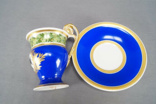 KPMベルリン　第一次世界大戦期　鉄十字勲章　コバルトブルー＆ゴールド　カップ＆ソーサーセット