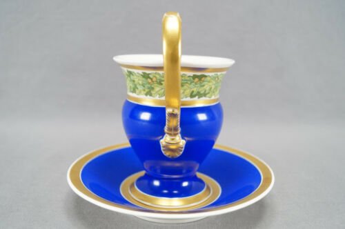KPMベルリン　第一次世界大戦期　鉄十字勲章　コバルトブルー＆ゴールド　カップ＆ソーサーセット
