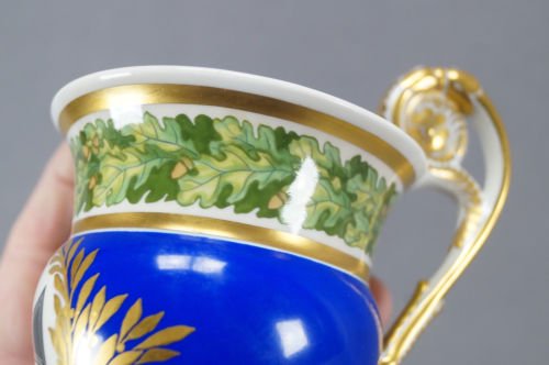 KPMベルリン　第一次世界大戦期　鉄十字勲章　コバルトブルー＆ゴールド　カップ＆ソーサーセット