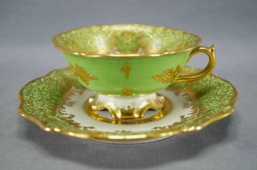 ハーシュ　ドレスデン　手描き　恋人　金彩　ティーカップ＆ソーサーセット