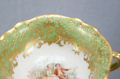 ハーシュ　ドレスデン　手描き　恋人　金彩　ティーカップ＆ソーサーセット