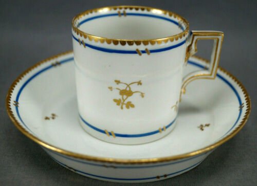 ロイヤルヴィエナ　手描き　ゴールド＆ブルー　コーヒーカップ＆ソーサーセット　1802年頃