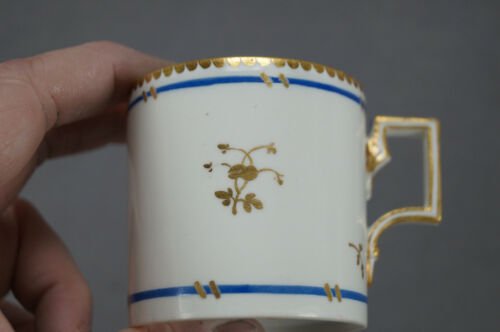 ロイヤルヴィエナ　手描き　ゴールド＆ブルー　コーヒーカップ＆ソーサーセット　1802年頃