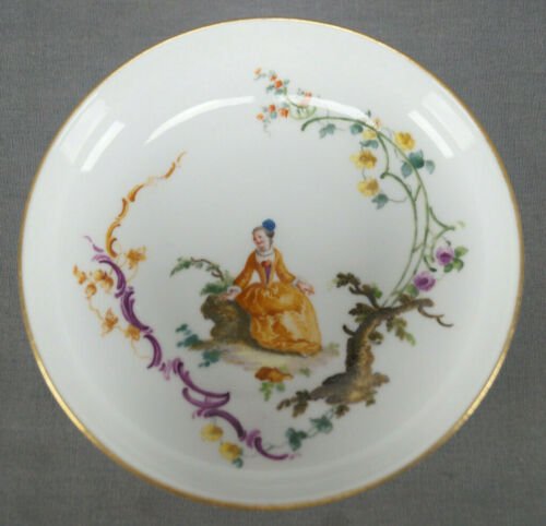 マイセン　手描き　女性　花柄　コーヒーカップ＆ソーサーセット　1756～1780年頃