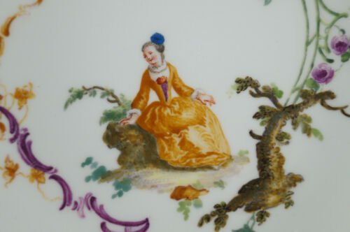 マイセン　手描き　女性　花柄　コーヒーカップ＆ソーサーセット　1756～1780年頃