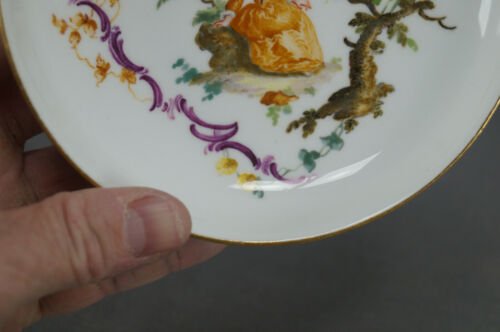 マイセン　手描き　女性　花柄　コーヒーカップ＆ソーサーセット　1756～1780年頃