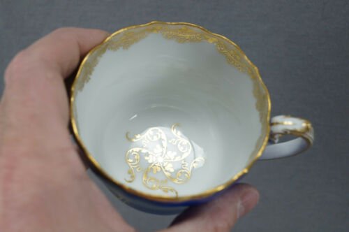 マイセン　家畜の群れ　ブルー＆ゴールド　ティーカップ＆ソーサーセット　1860～1924年頃