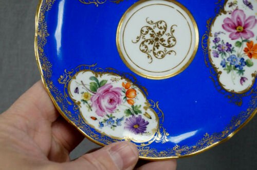 マイセン　家畜の群れ　ブルー＆ゴールド　ティーカップ＆ソーサーセット　1860～1924年頃